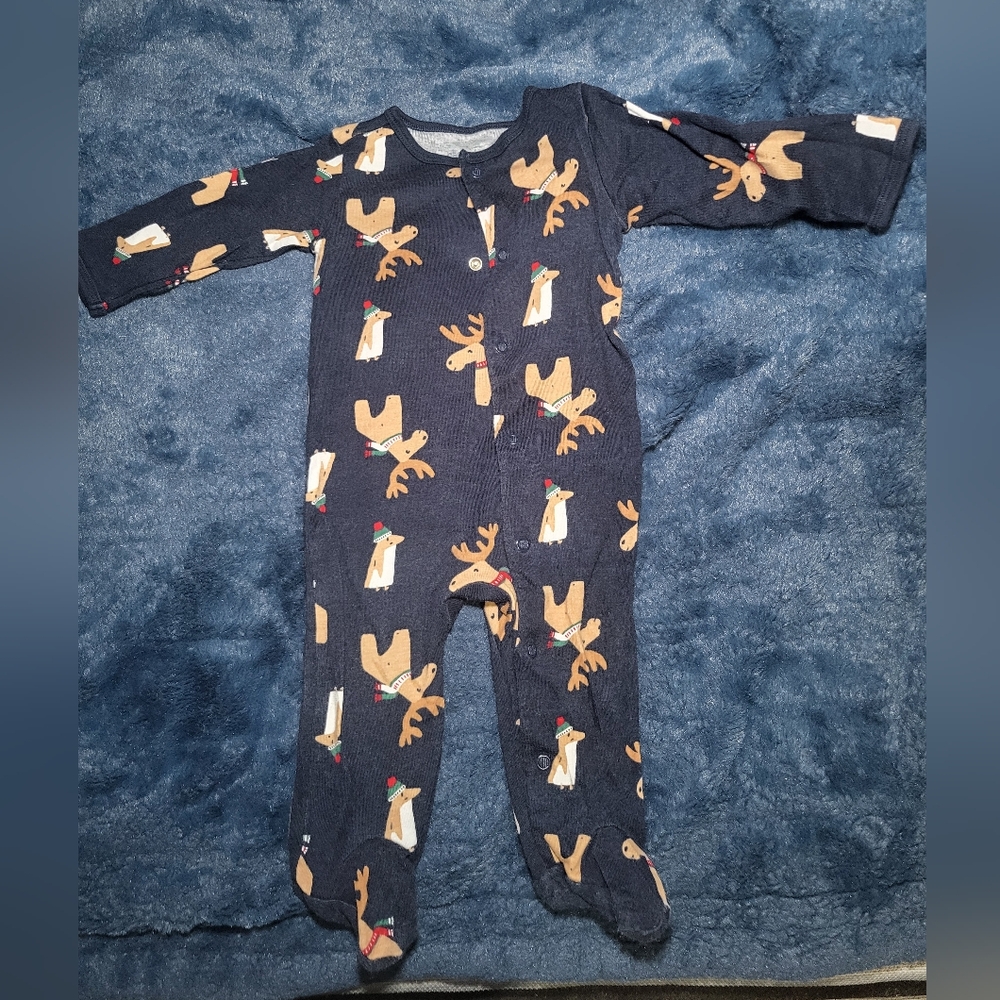 Carter's Dark Blue One Piece with Reindeer and Penguin